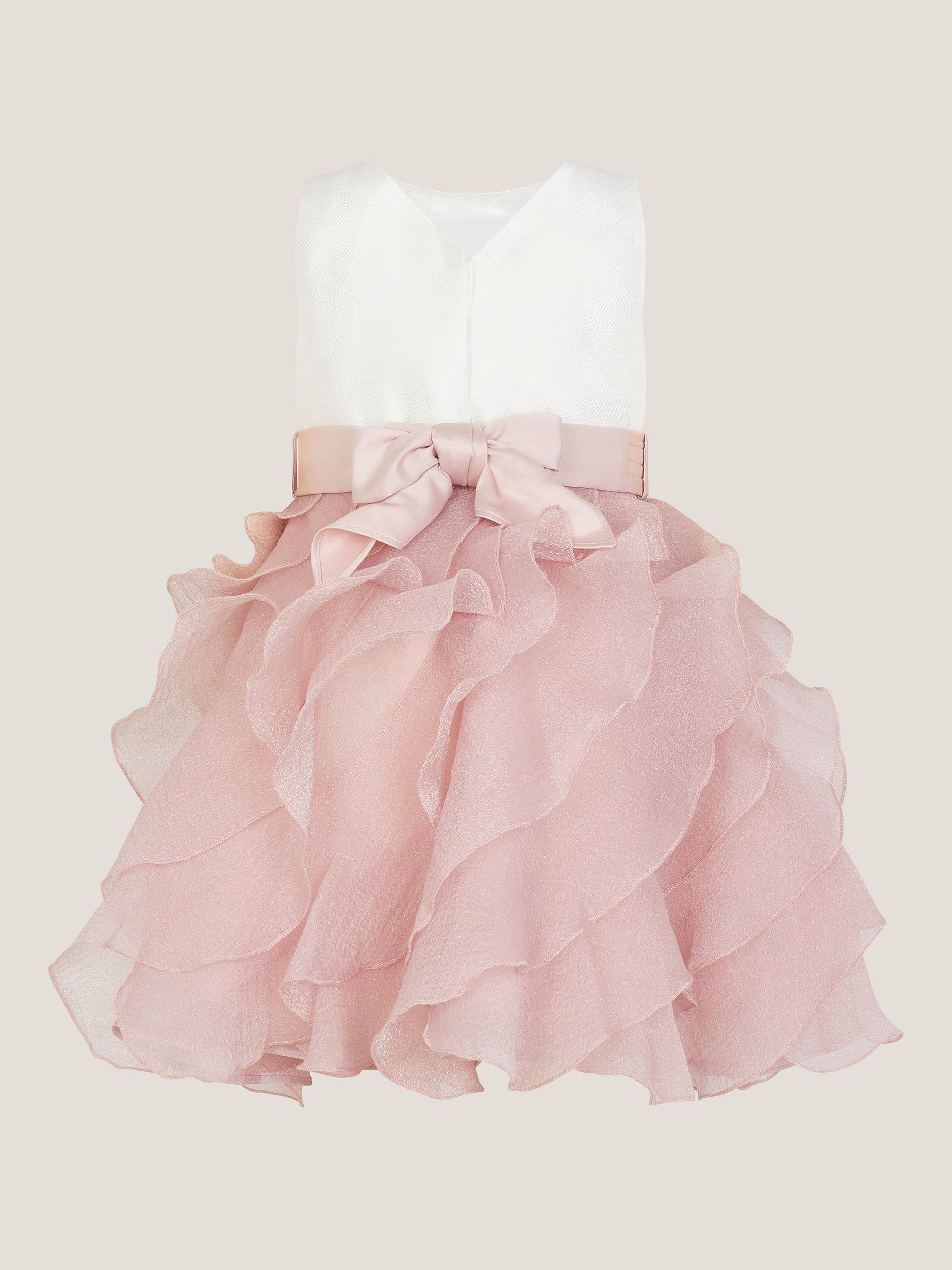 Product image 1 of 3, which shows Monsoon Baby Cancan Bow Dress, Pink, 0-3 months