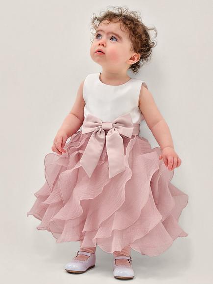 Monsoon Baby Cancan Bow Dress, Pink, Pink