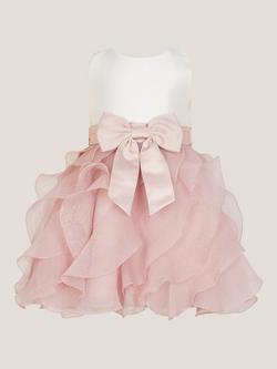 Monsoon Baby Cancan Bow Dress, Pink - view 2, Pink