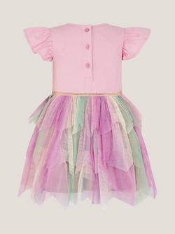 Monsoon Baby Disco Butterfly Dress, Pink - view 2, Pink