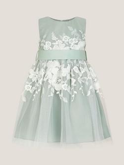 Monsoon Baby Felicity Floral  Dress, Sage, Sage