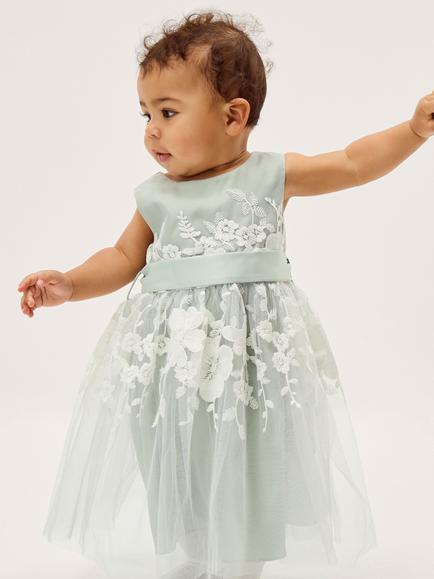 Monsoon Baby Felicity Floral  Dress, Sage, Sage