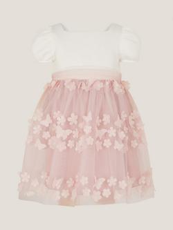 Monsoon Baby Laura Appliqué Flower Scuba Dress, Dusky Pink, Dusky Pink