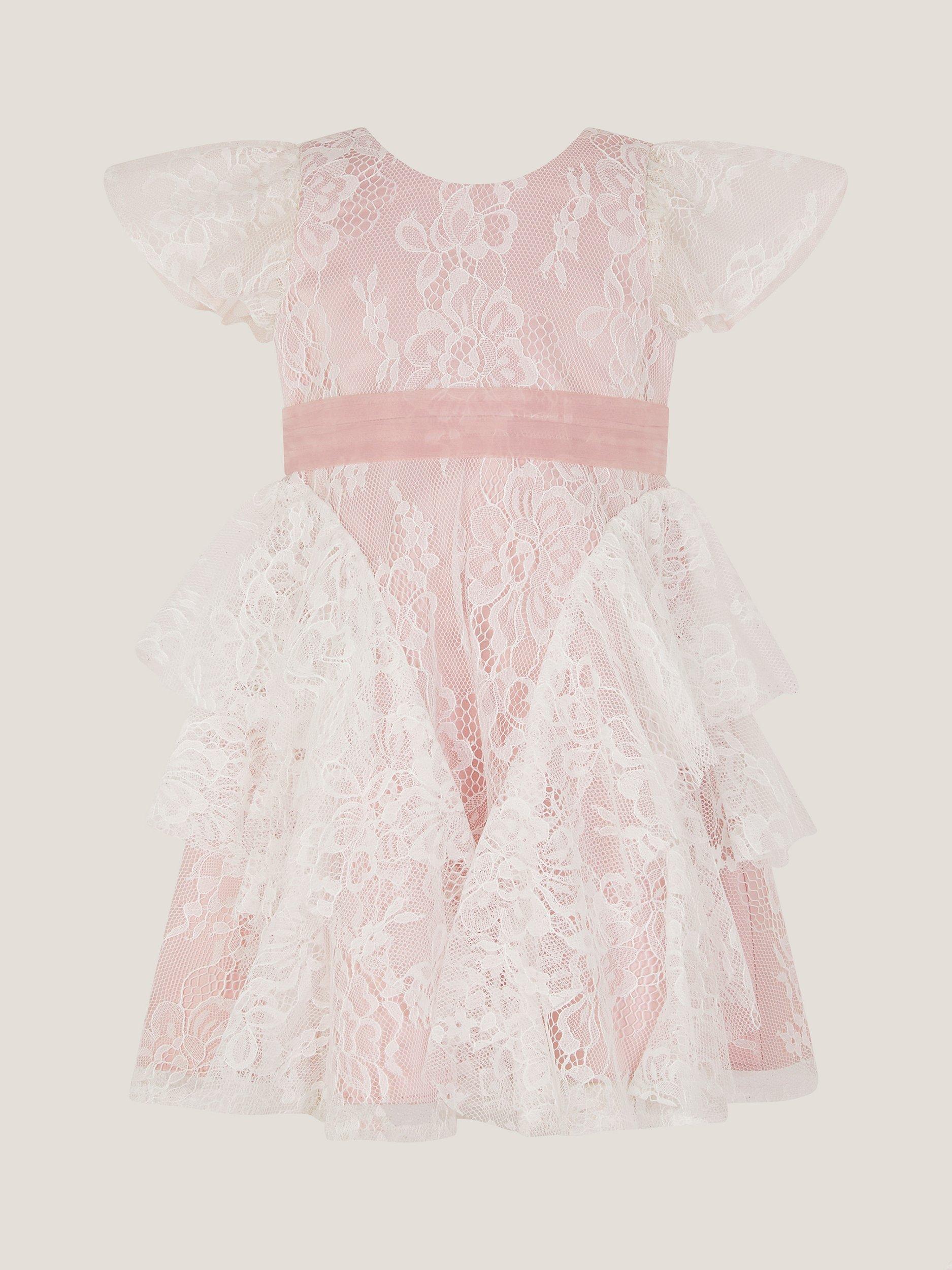 Product image 1 of 3, which shows Monsoon Baby Joanie Dress, Dusky Pink, 3-6 months