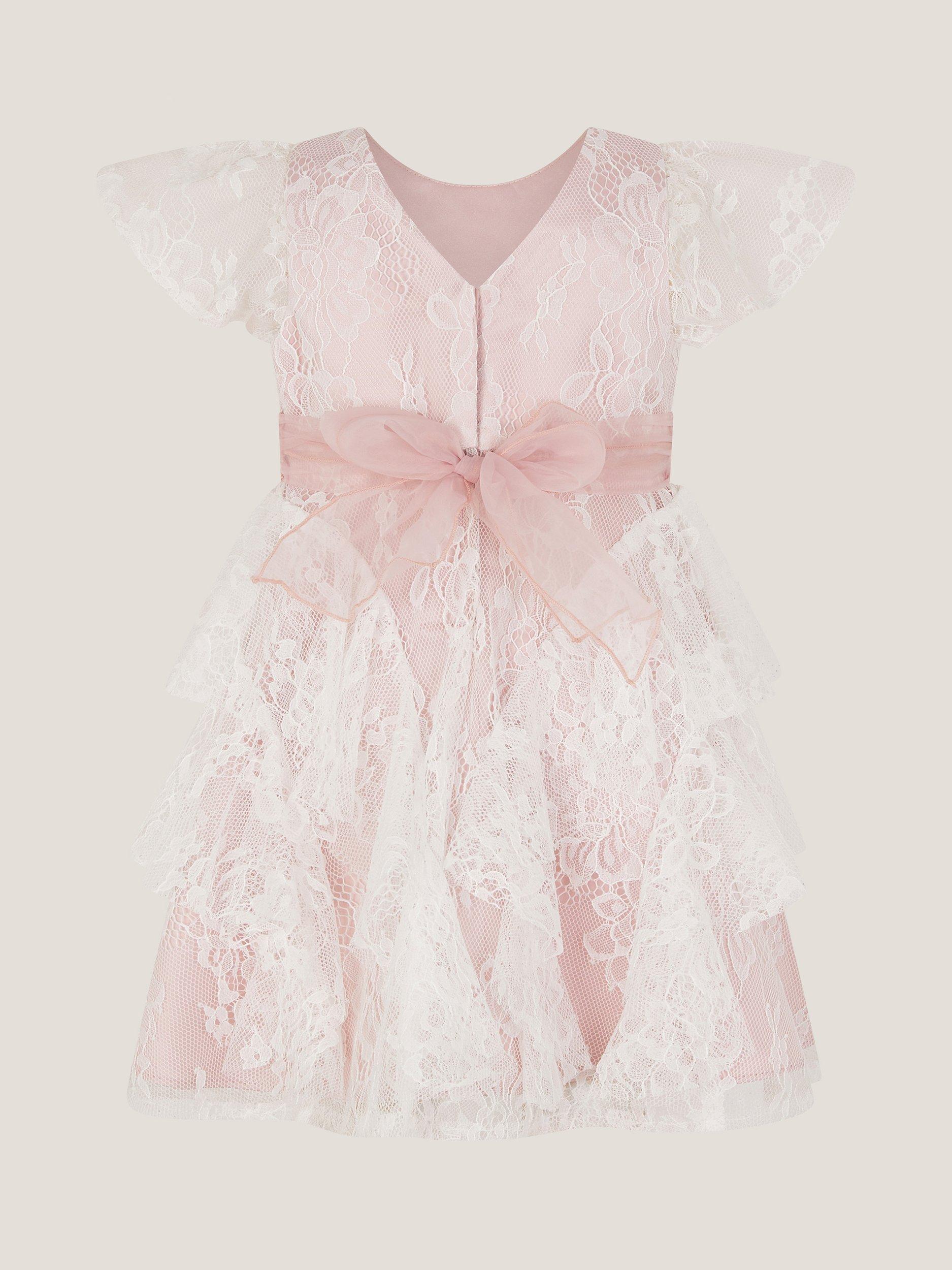 Product image 3 of 3, which shows Monsoon Baby Joanie Dress, Dusky Pink, 3-6 months