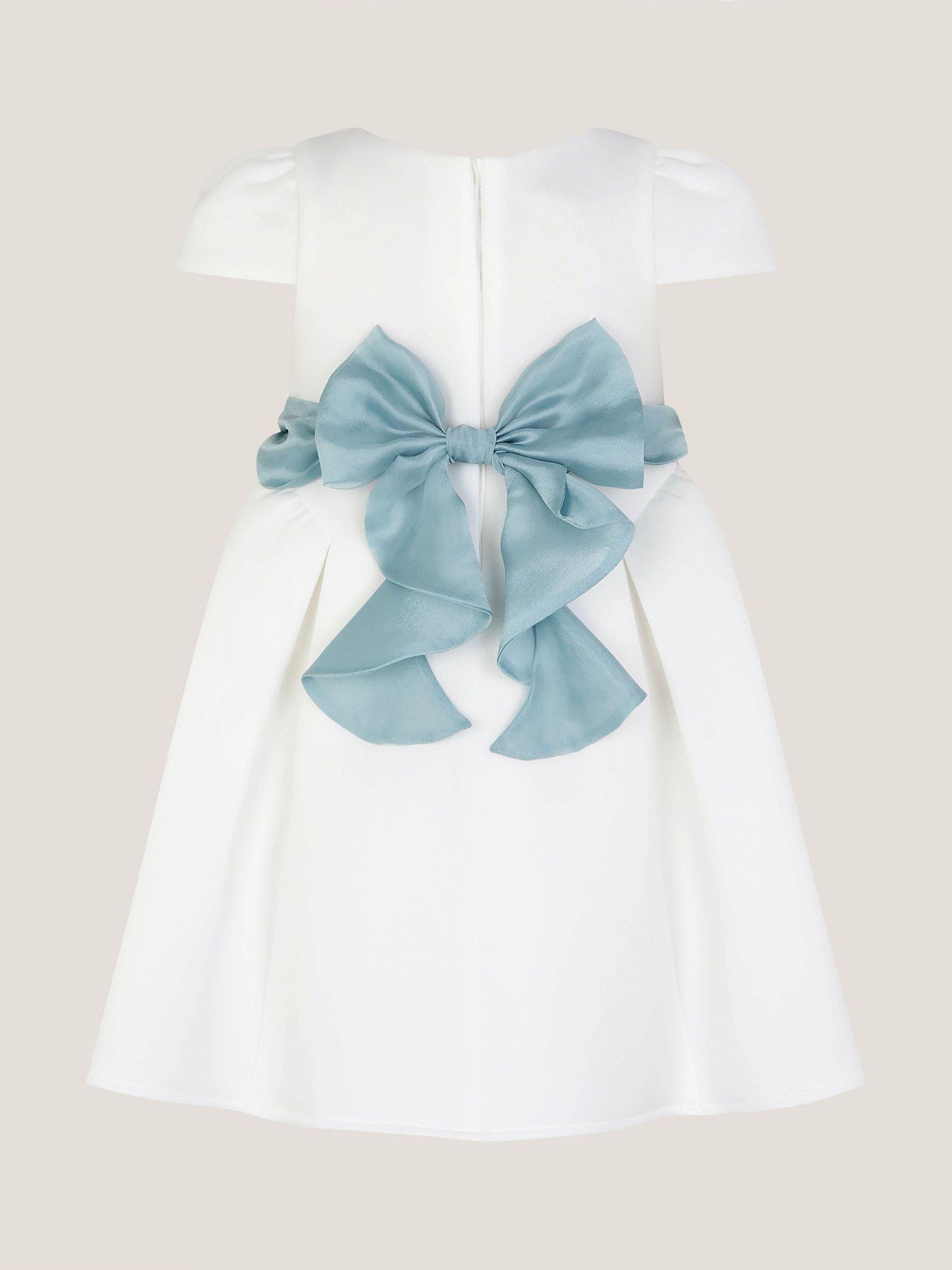 Product image 2 of 3, which shows Monsoon Baby Polly Bow Dress, Ivory, 0-3 months