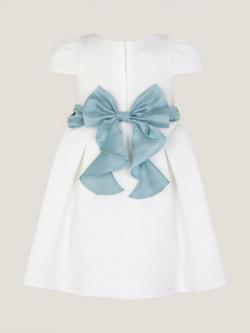 Monsoon Baby Polly Bow Dress, Ivory - view 2, Ivory