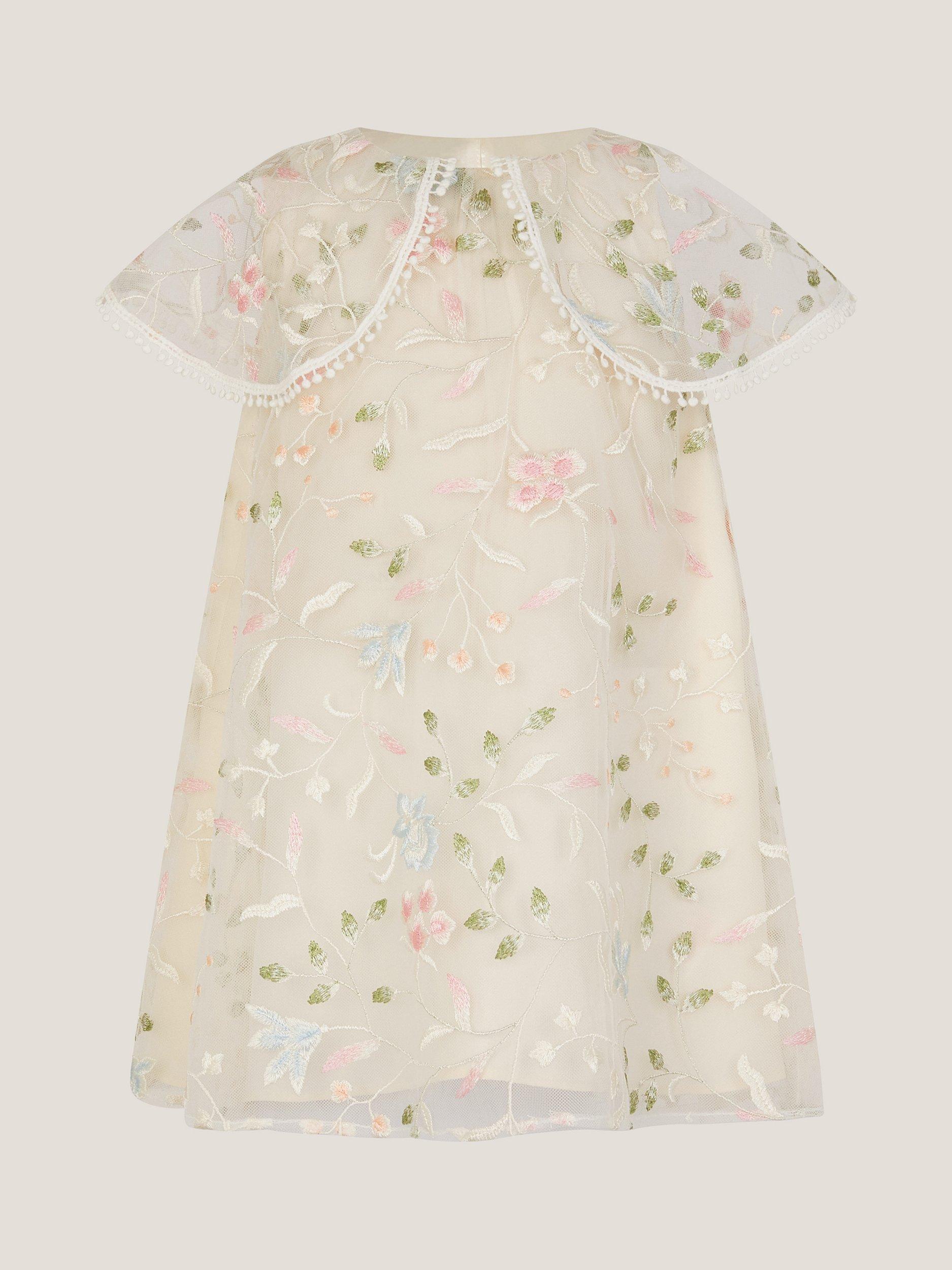 Product image 1 of 3, which shows Monsoon Baby Embroidered Swing Dress, Multi, 0-3 months