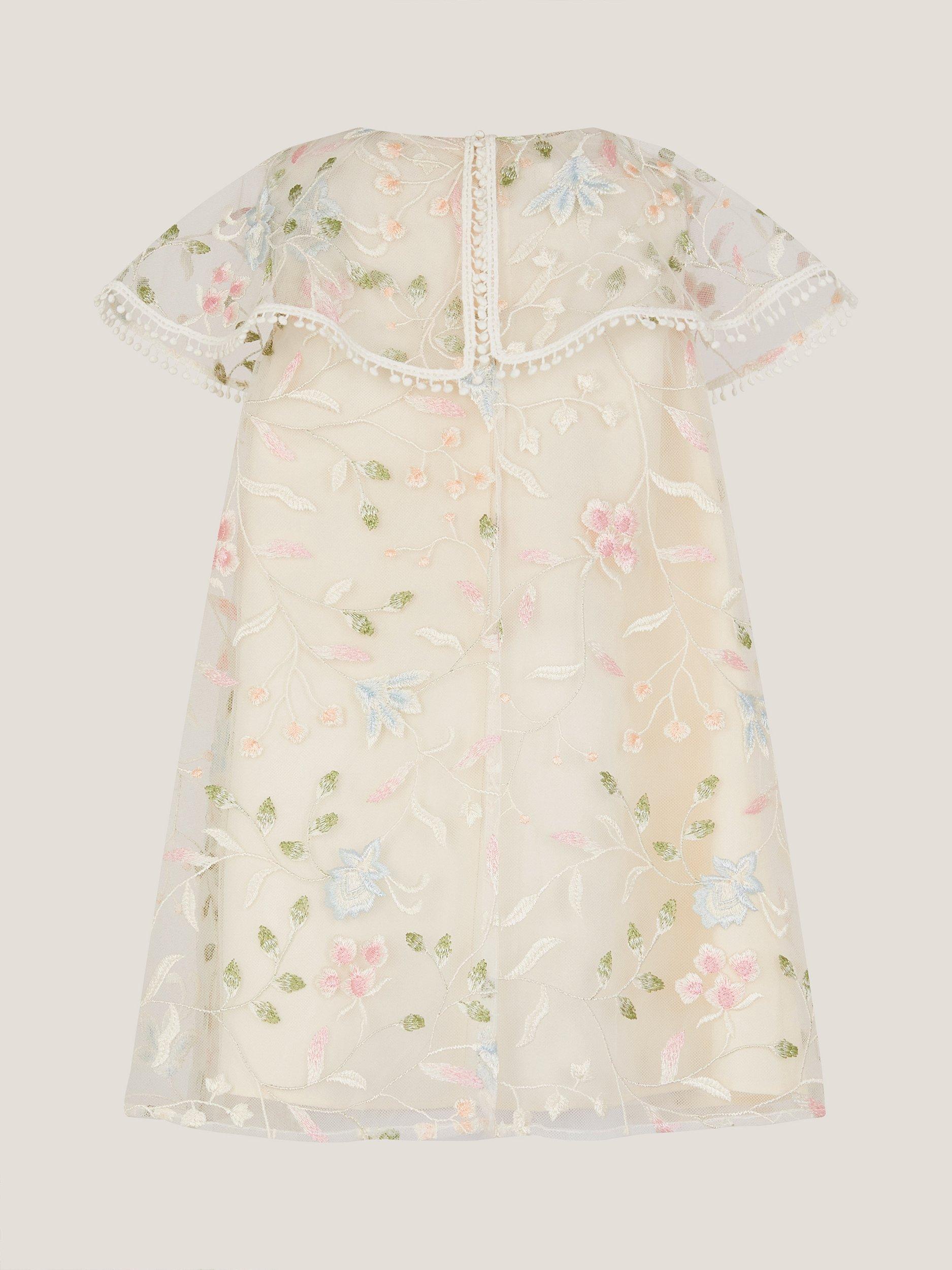 Product image 3 of 3, which shows Monsoon Baby Embroidered Swing Dress, Multi, 0-3 months