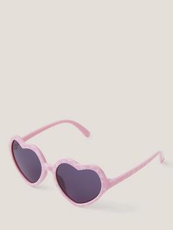 Monsson Baby Flower Print Heart Sunglasses, Pink