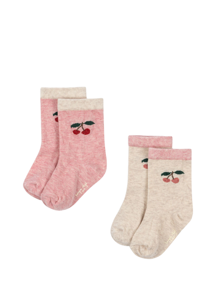 Konges Sløjd Kids' Cherry Socks, Pack of 2, White/Multi, White/Multi