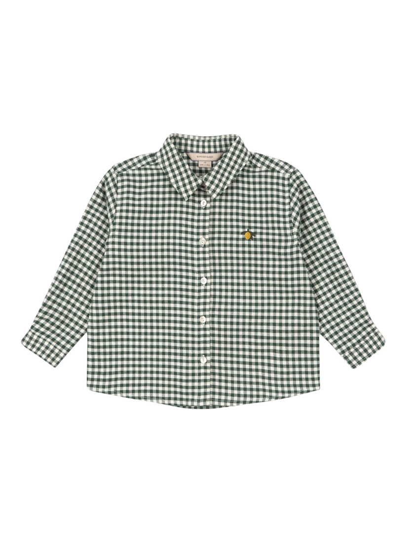 Product image 1 of 5, which shows Konges Sløjd Kids' Foret Gingham Shirt, Green/Multi, 9 months