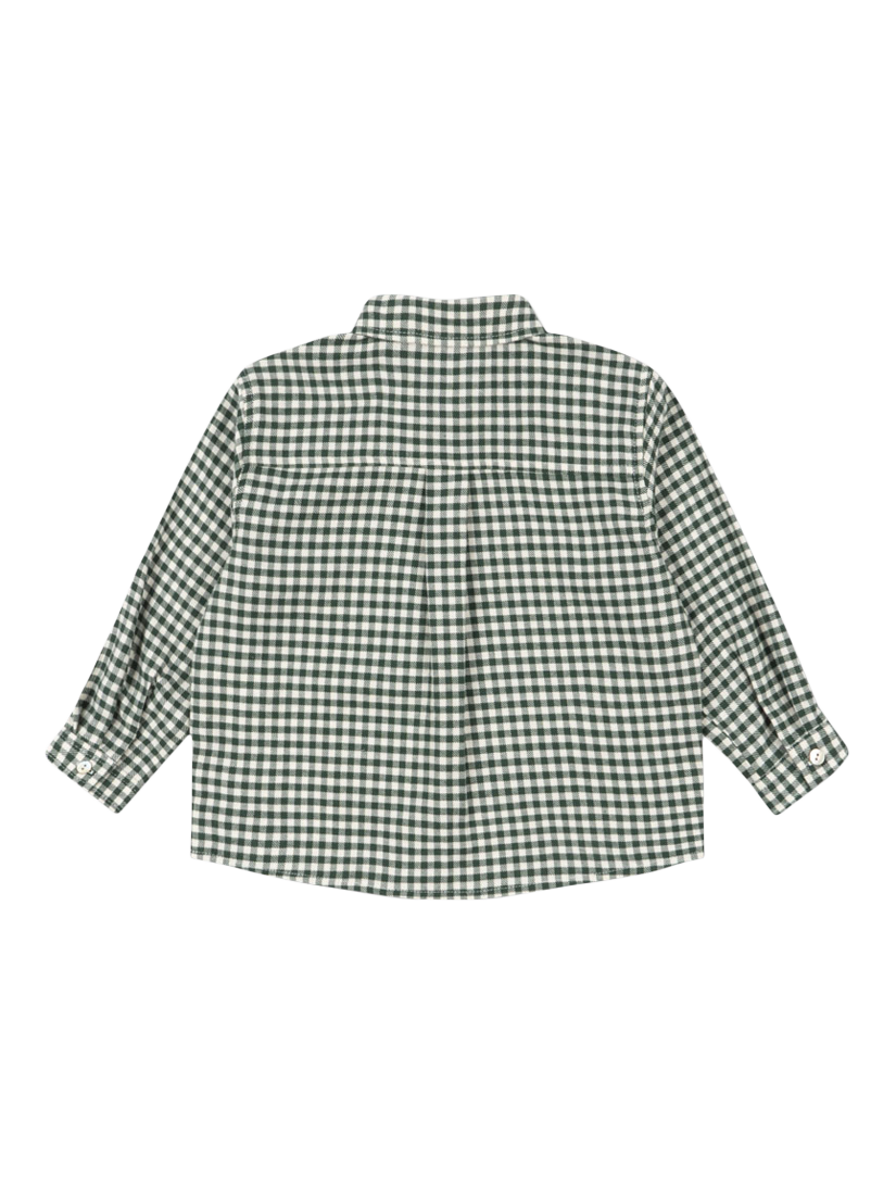 Product image 2 of 5, which shows Konges Sløjd Kids' Foret Gingham Shirt, Green/Multi, 9 months