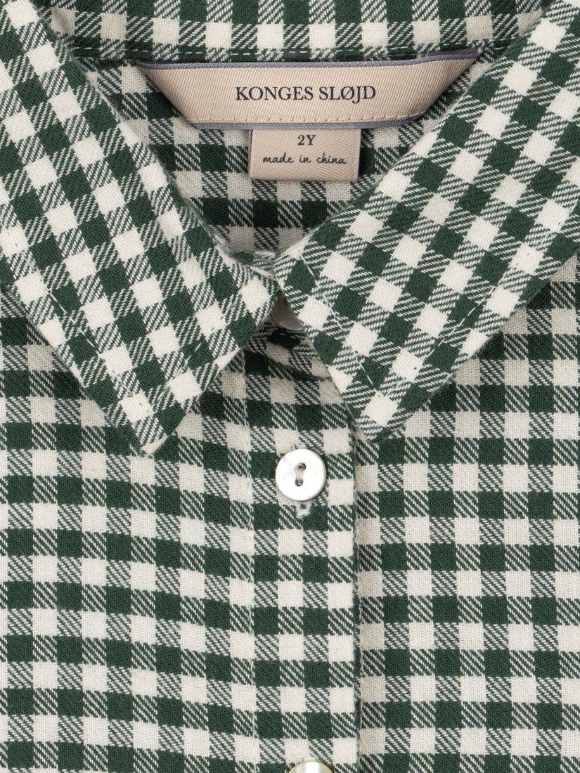 Product image 3 of 5, which shows Konges Sløjd Kids' Foret Gingham Shirt, Green/Multi, 9 months