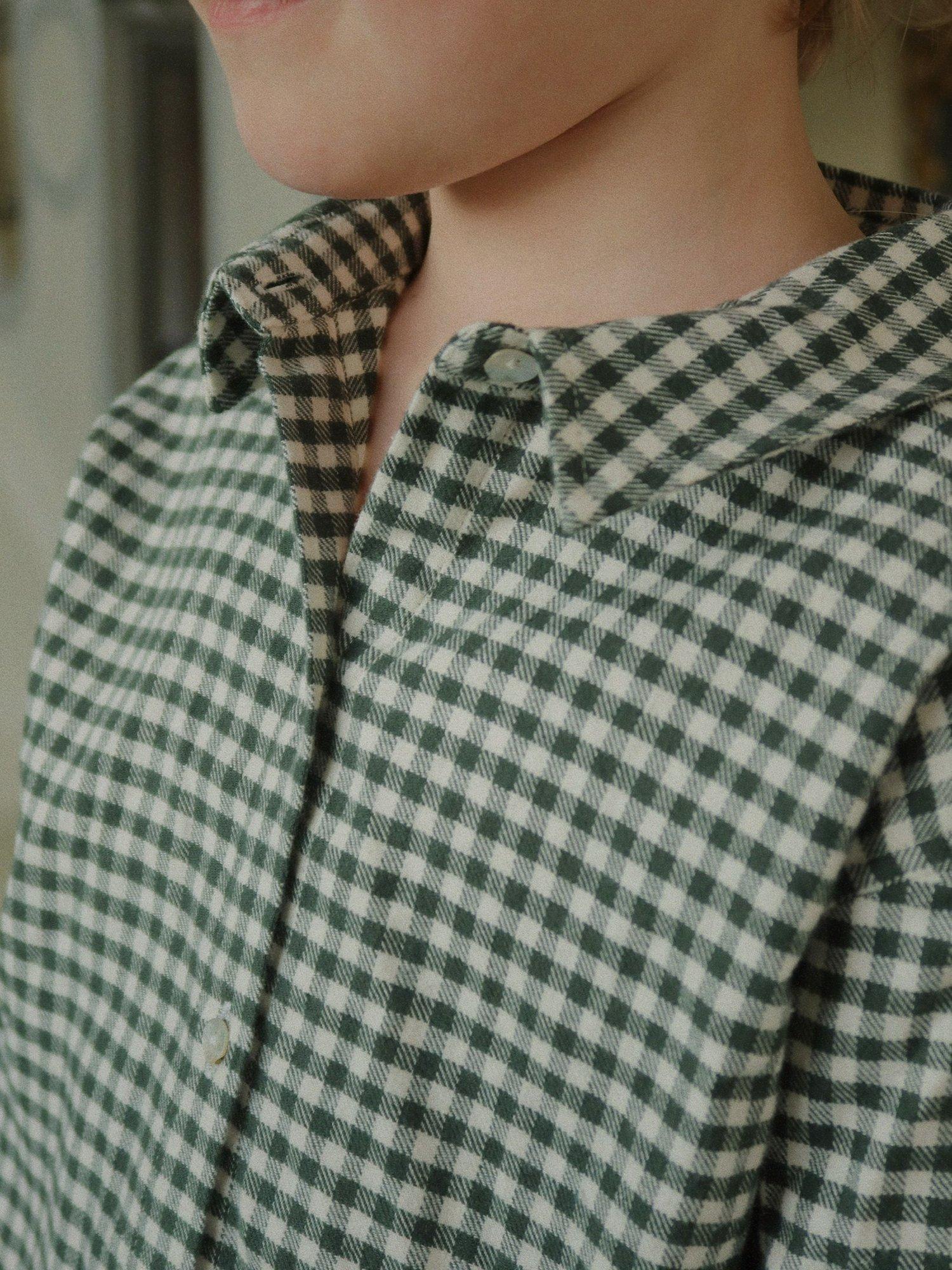 Product image 5 of 5, which shows Konges Sløjd Kids' Foret Gingham Shirt, Green/Multi, 9 months