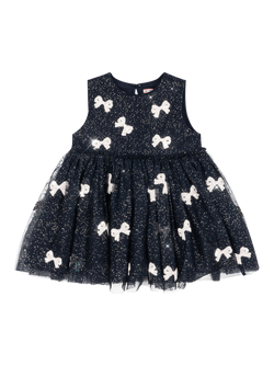 Konges Sløjd Kids' Yvonne Sequin Bow Dress, Bowie Night Sky, Bowie Night Sky