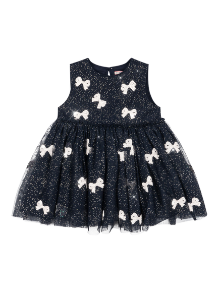 Konges Sløjd Kids' Yvonne Sequin Bow Dress, Bowie Night Sky, Bowie Night Sky