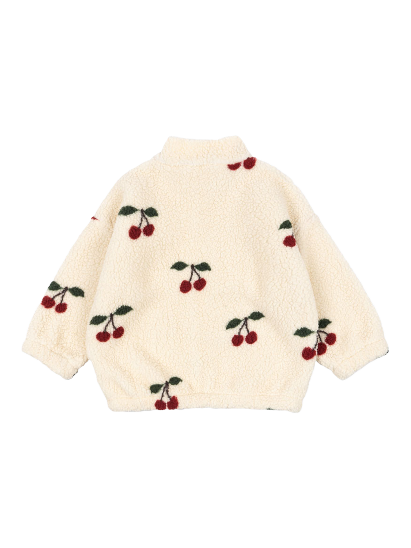 Product image 2 of 3, which shows Konges Sløjd Kids' Jody Cherry Pattern Teddy Jacket, Off White, 9 months