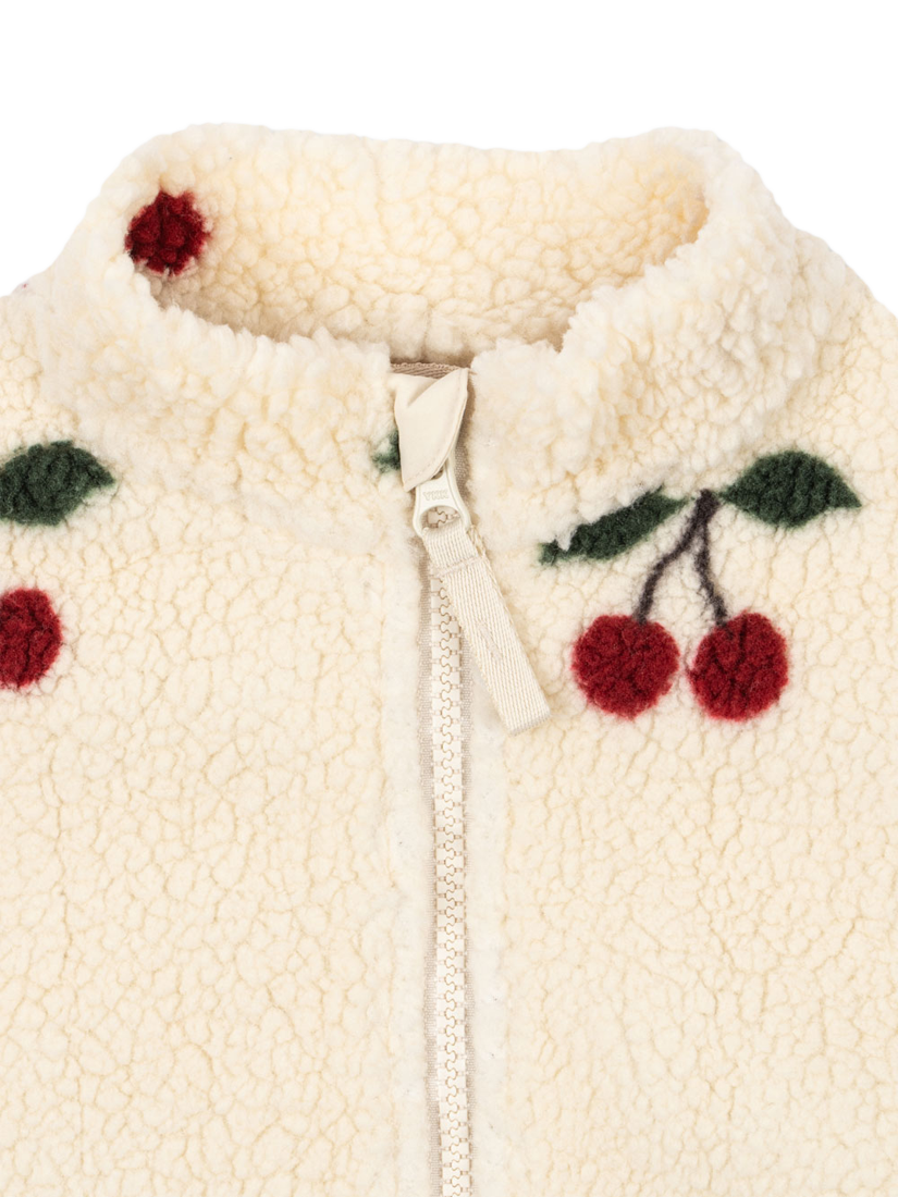 Product image 3 of 3, which shows Konges Sløjd Kids' Jody Cherry Pattern Teddy Jacket, Off White, 9 months
