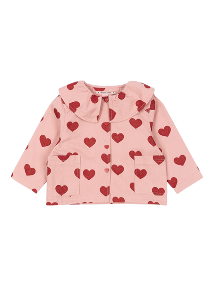 Konges Sløjd Kids' Magot Heart Print Collar Jacket, Pink, Pink
