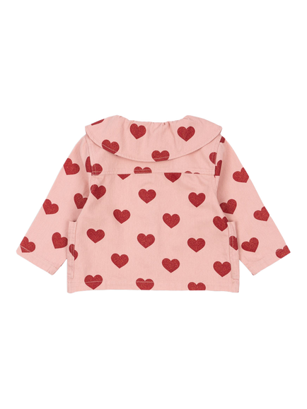 Konges Sløjd Kids' Magot Heart Print Collar Jacket, Pink - view 2, Pink