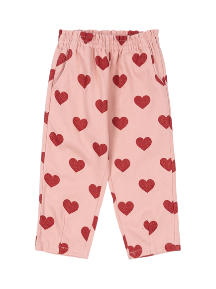 Konges Sløjd Kids' Magot Heart Print Trousers, Pink, Pink