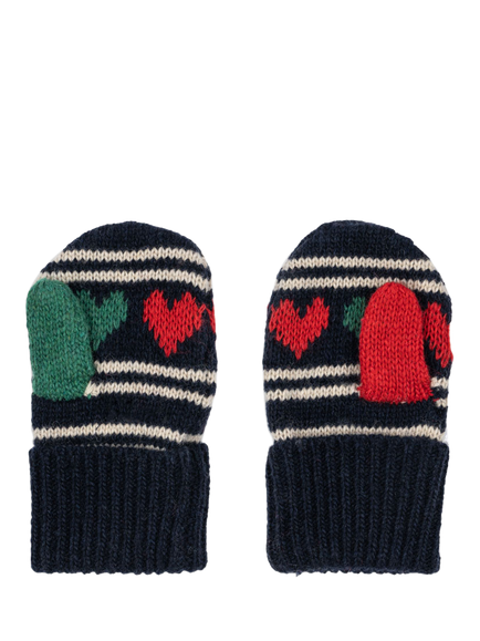 Konges Sløjd Kids' Belou Wool Rich Mittens, Blue/Multi - view 2, Blue/Multi