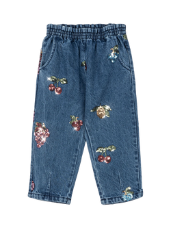 Konges Sløjd Kids' Magot Sequin Jeans, Mid Blue, Mid Blue