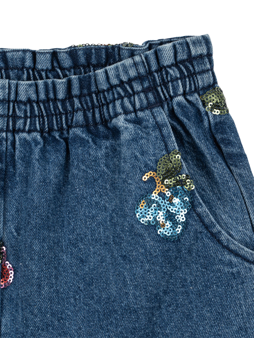 Product image 3 of 3, which shows Konges Sløjd Kids' Magot Sequin Jeans, Mid Blue, 9 months