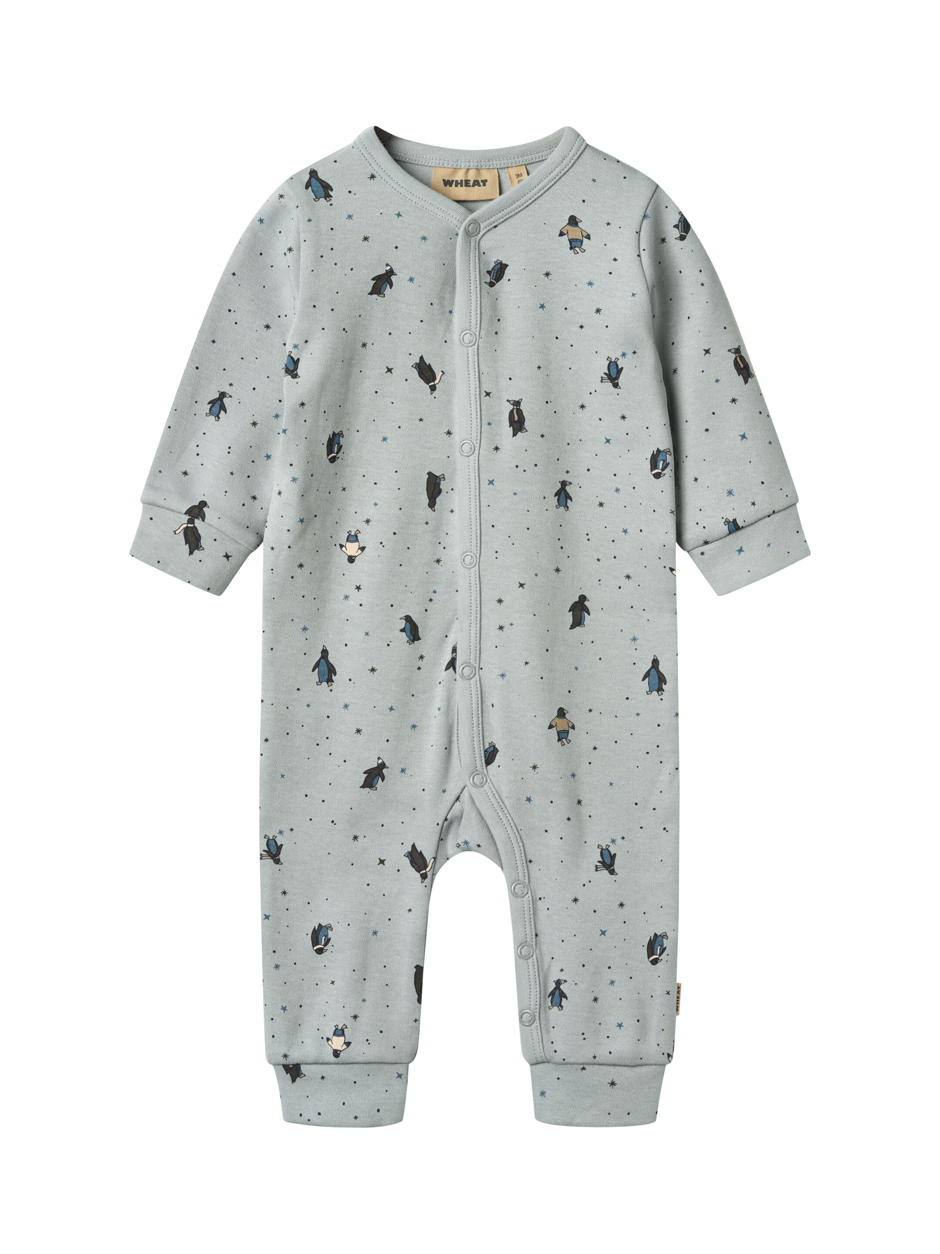 Product image 1 of 2, which shows WHEAT Baby Bendji Romper Suit, Soft Rain/Multi, 3 months