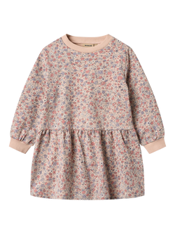 WHEAT Kids' Zenia Sweatshirt Dress, Rose Dust/Multi, Rose Dust/Multi