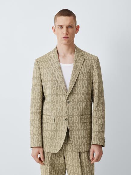 John Lewis x LABRUM Regular Fit Cotton Blend Cutout Jacquard Suit Jacket, Khaki, Khaki