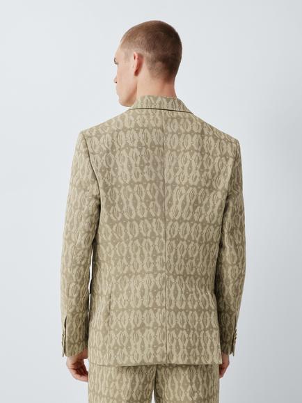 John Lewis x LABRUM Regular Fit Cotton Blend Cutout Jacquard Suit Jacket, Khaki - view 2, Khaki