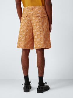 John Lewis x LABRUM Cotton Blend Pleated Jacquard Shorts, Rust - view 2, Rust