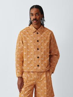 John Lewis x LABRUM Cotton Blend Regular Fit Jacquard Shirt, Rust, Rust