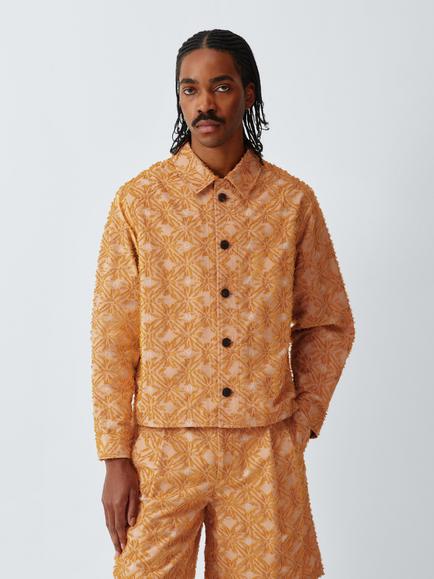 John Lewis x LABRUM Cotton Blend Regular Fit Jacquard Shirt, Rust, Rust