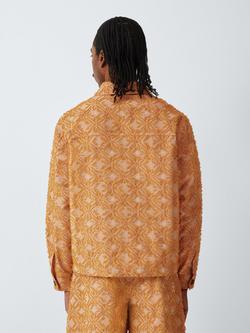 John Lewis x LABRUM Cotton Blend Regular Fit Jacquard Shirt, Rust - view 2, Rust