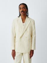 John Lewis x LABRUM Regular Fit Double Breasted Cotton Blend Suit Jacket, Natural