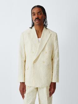 John Lewis x LABRUM Regular Fit Double Breasted Cotton Blend Suit Jacket, Natural, Natural
