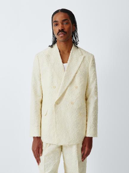 John Lewis x LABRUM Regular Fit Double Breasted Cotton Blend Suit Jacket, Natural, Natural