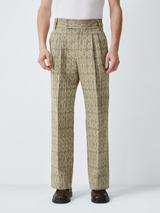 John Lewis x LABRUM Straight Fit Cotton Blend Jaquard Suit Trousers, Khaki