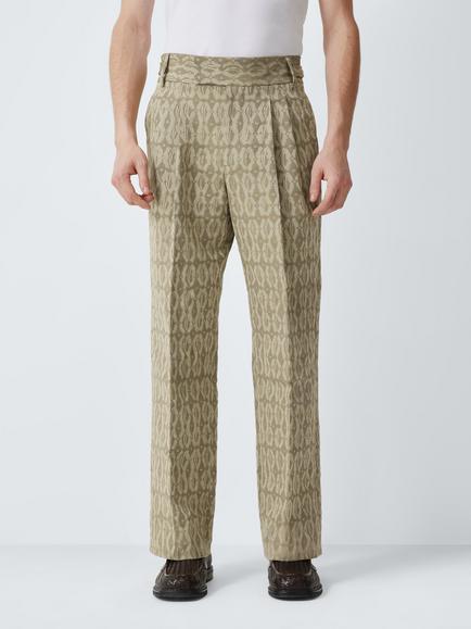 John Lewis x LABRUM Straight Fit Cotton Blend Jaquard Suit Trousers, Khaki, Khaki