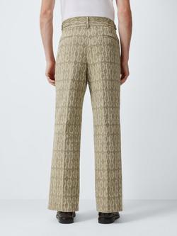 John Lewis x LABRUM Straight Fit Cotton Blend Jaquard Suit Trousers, Khaki - view 2, Khaki