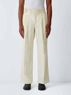 John Lewis x LABRUM Jacquard Wide Leg Cotton Blend Suit Trousers, Natural, Natural