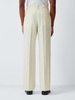 John Lewis x LABRUM Jacquard Wide Leg Cotton Blend Suit Trousers, Natural - view 2, Natural