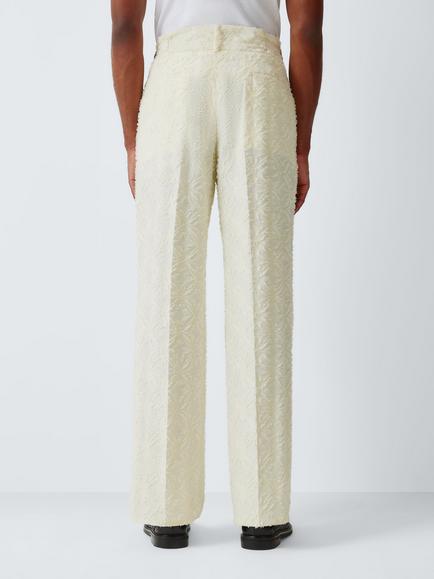 John Lewis x LABRUM Jacquard Wide Leg Cotton Blend Suit Trousers, Natural - view 2, Natural