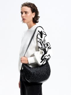 French Connection Patrice Floral Embroidered Sleeve Jumper, Summer White - view 2, Summer White