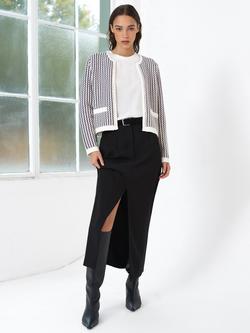 French Connection Noar Moss Stitch Cardigan, Cream/Multi