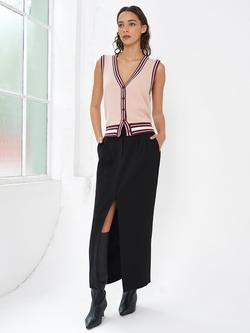 French Connection Junie Stripe Knit Vest Top, Berry Red/Powder - view 2, Berry Red/Powder