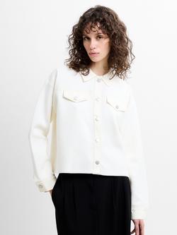 French Connection Cersei Knit Denim Mix Jacket, Porcelain Cream, Porcelain Cream